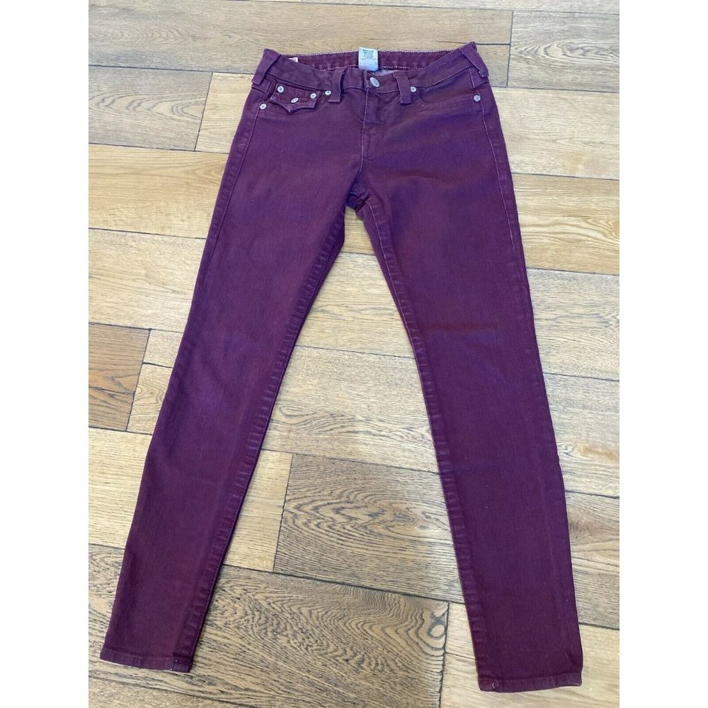 True Religion Serena Maroon Glitter Skinny Jeans - Picture 9 of 12